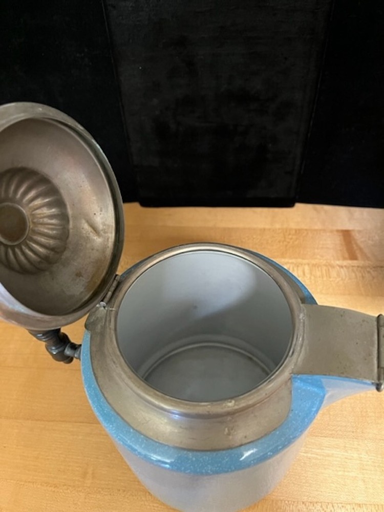 Vintage Blue Graniteware Coffee Pot