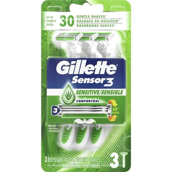 Gillette Sensor3 Sensitive Disposable Razors Men 3 Pack Smooth Shave
