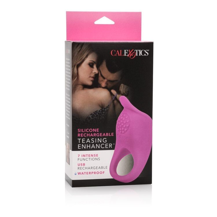 Passion Enhancer Teasing Silicone Rechargeable Vibrating Ring Pink, New