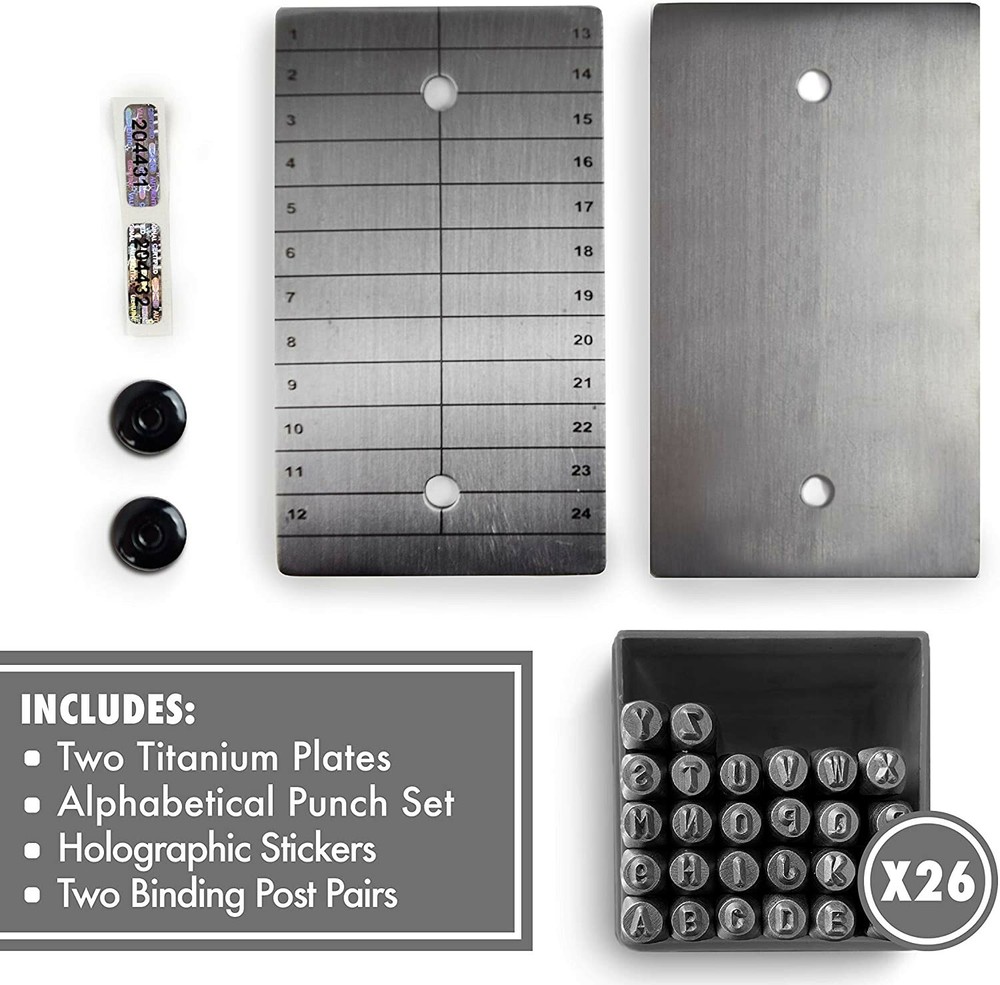 ColdTi - Titanium Crypto Seed Plates for Cold Storage (with Alphabetic Punches)