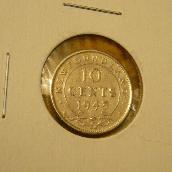 1945 c Newfoundland 10 Cent Silver Coin