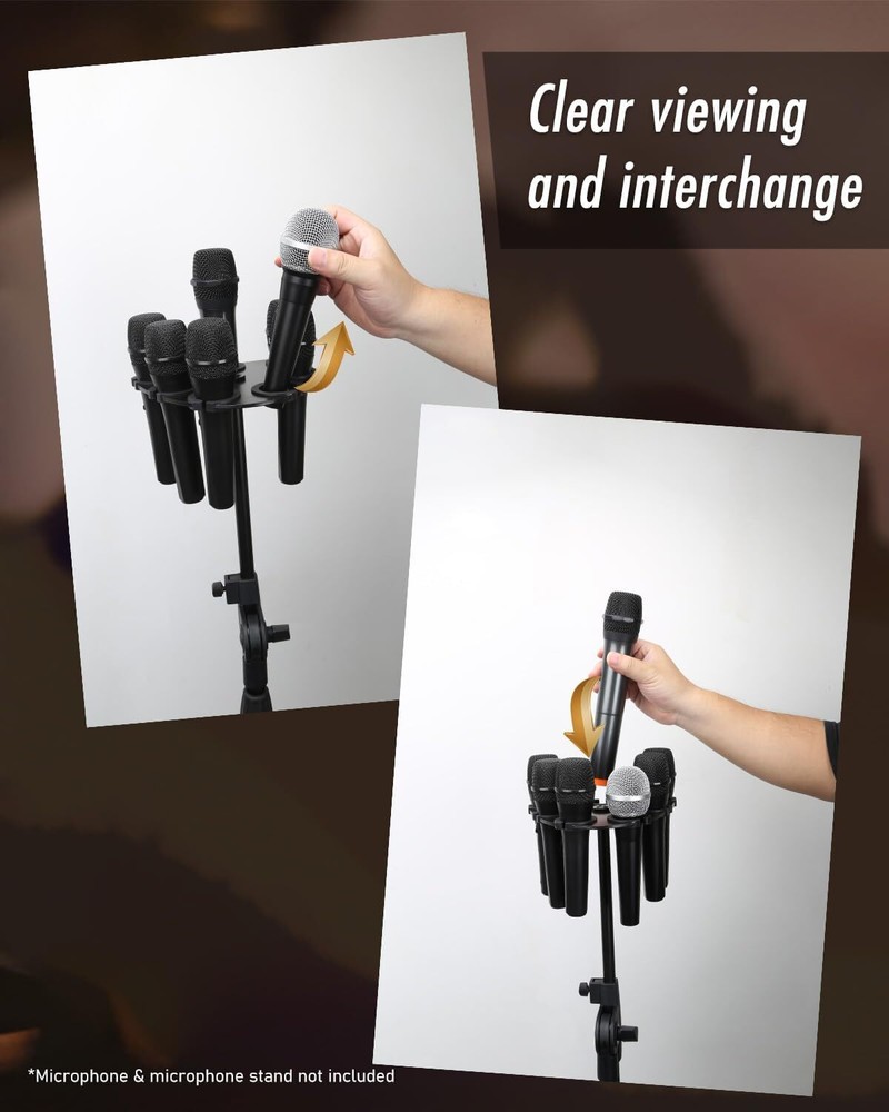 Microphone Holder Multi Mic Holder for Wired and Wireless Mics Multiple Micro...
