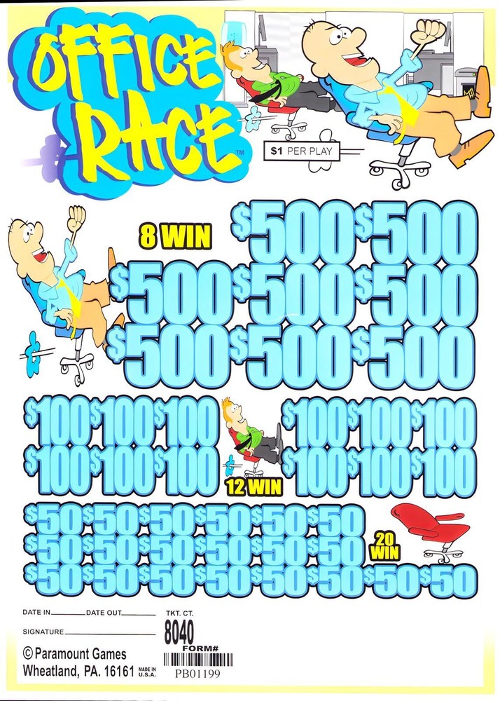 Pull Tab Tickets - Jar - Game - Office Race - 8,040 ct