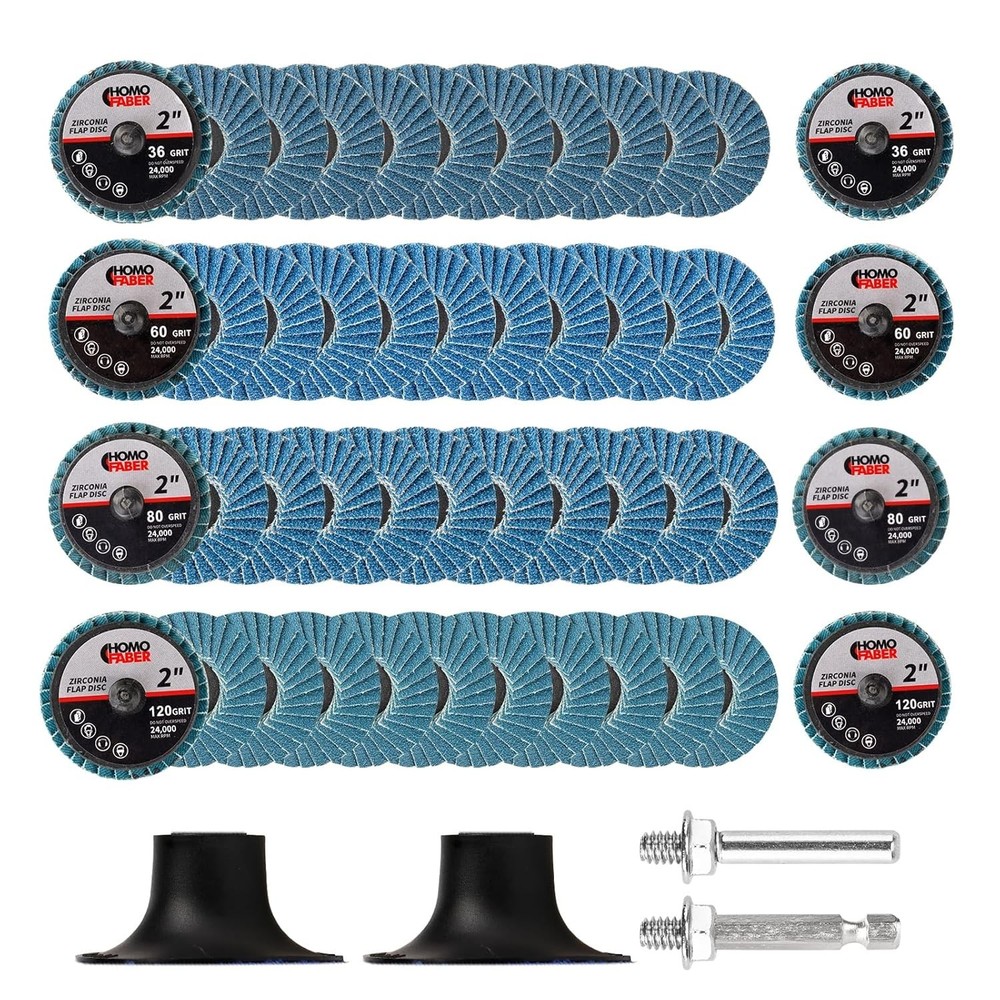 50 PCS 2" Grit Roll Lock Sanding Discs – Complete Set with Quick-Change Holders