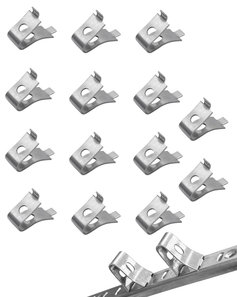 14 PCS Shelf Clips Adjustable Brackets Heavy Duty Wire Rack Lock Silver