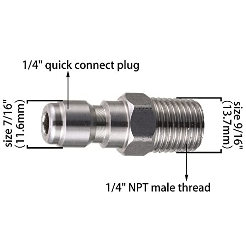Pressure Washer Coupler, Quick Connect Plug, 1/4 Adapter for Surface Cleaner