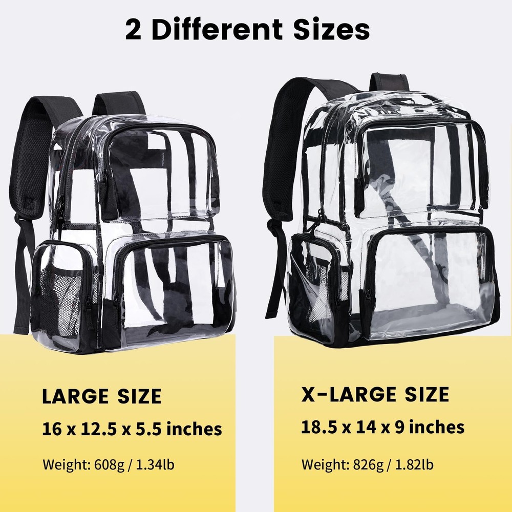 Vorspack Clear Backpack - Transparent Backpack with Reinforced Bottom & Multi...