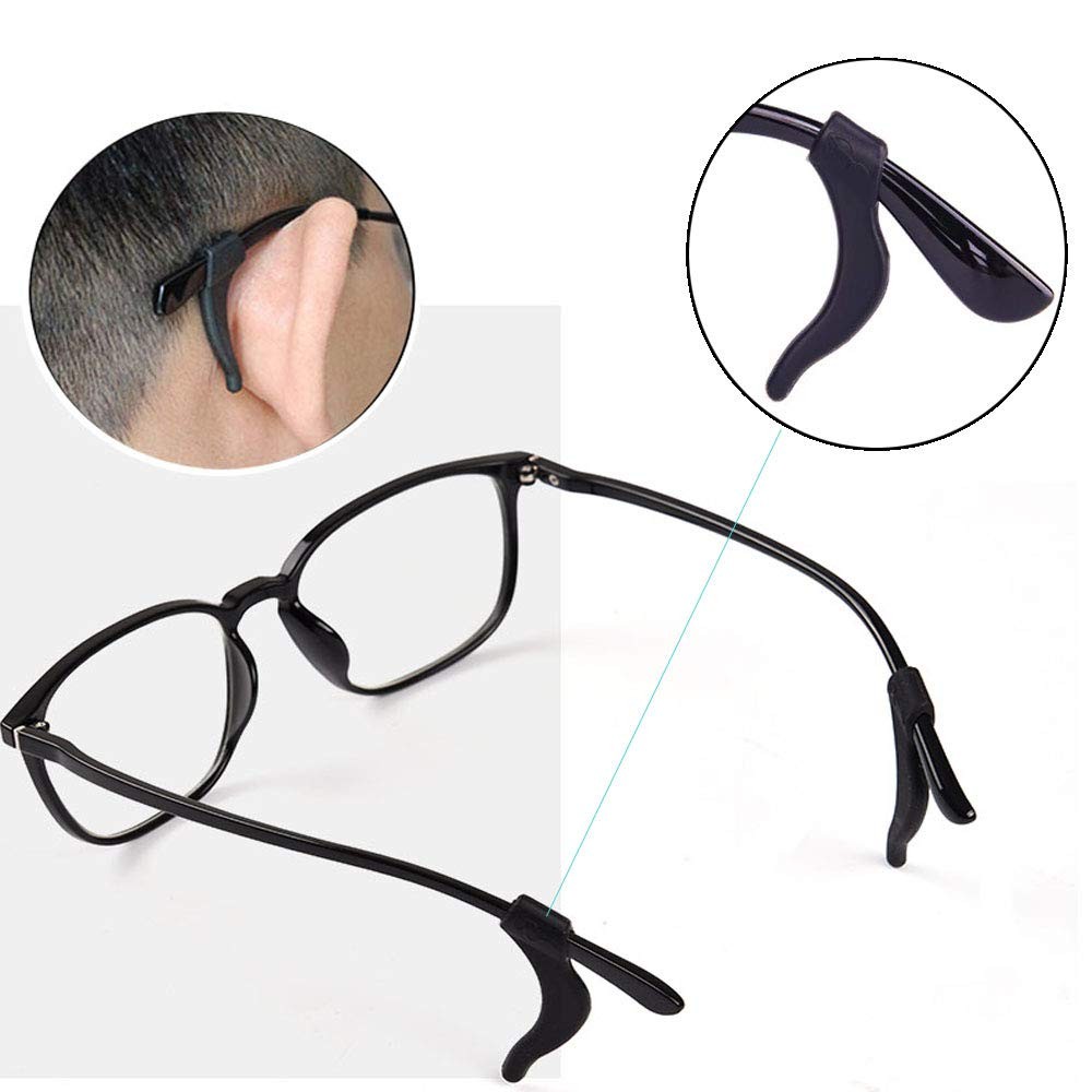 HKIDEE Eyeglass Ear Grip, Anti - Slip Comfortable Silicone Small, Black
