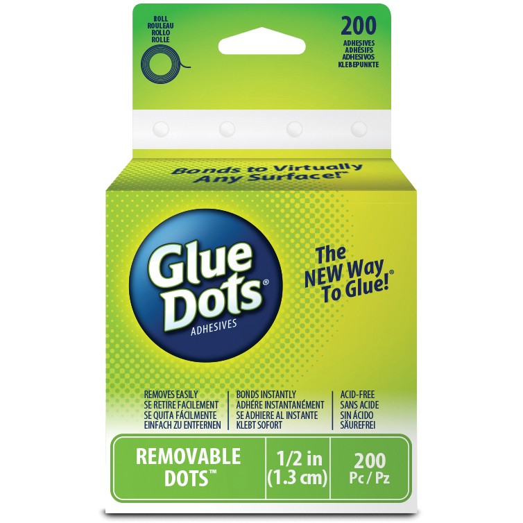Glue Dots GD08248  Clear Dot Roll-Removable .5" 200/Pkg