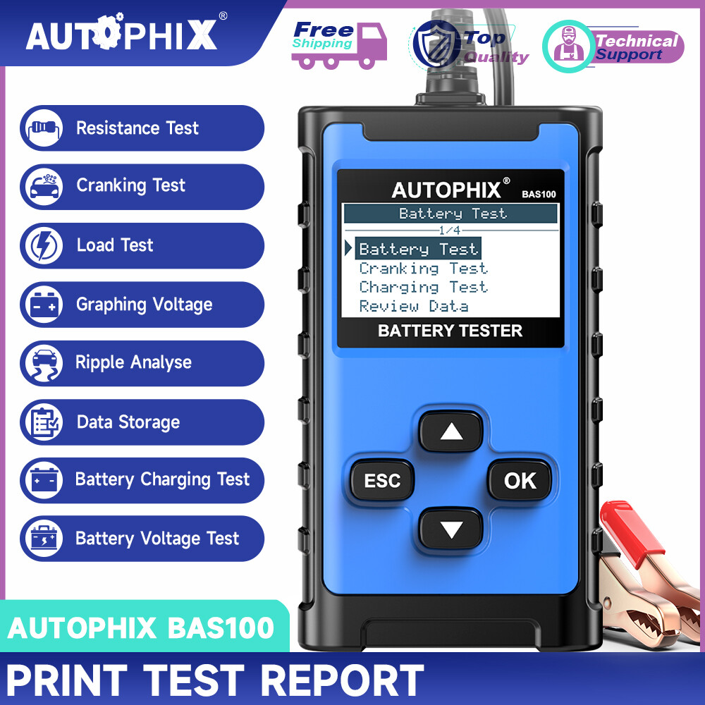 AUTOPHIX BAS100 2000CCA 12V 24V Car Battery Load Tester Charging System Analyzer