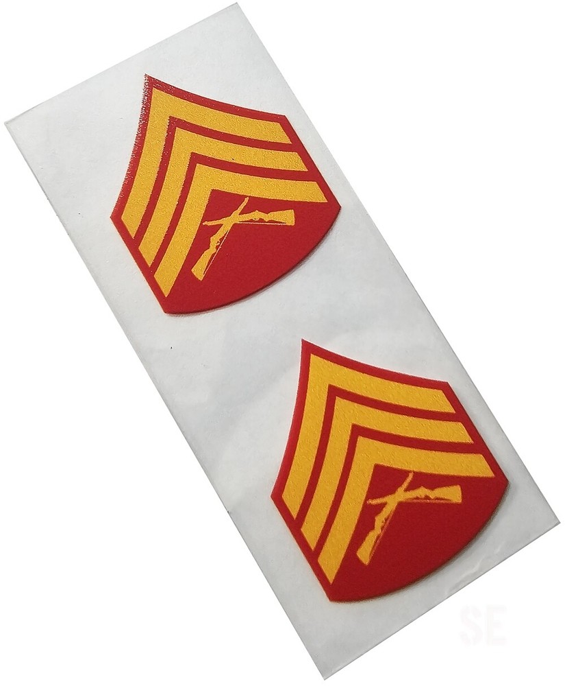 Marine Corps Decal E-5 Sergeant Sgt on Clear Sticker x 2 USMC
