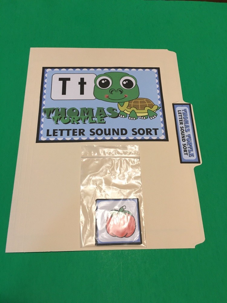 Thomas Turtle - Letter Tt - DIY File Folder game - Printed / Uncut