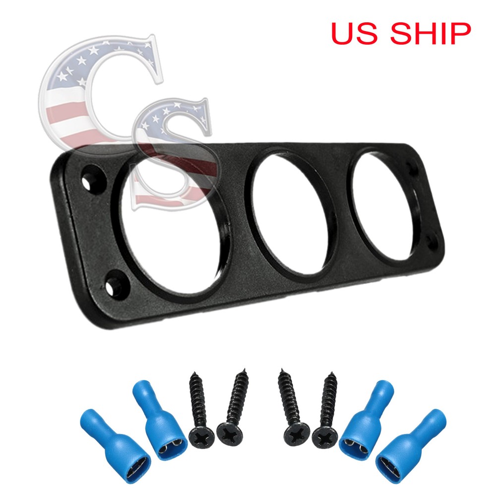 3 Hole Flat Panel Base USB Socket/Voltmeter/Power Socket Holder Car Truck Boat