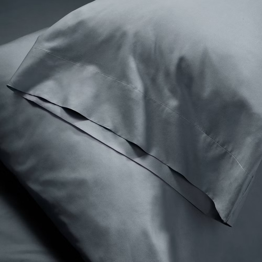 Queen 400 Thread Count Percale Sheet Set Mineral Blue - Casaluna