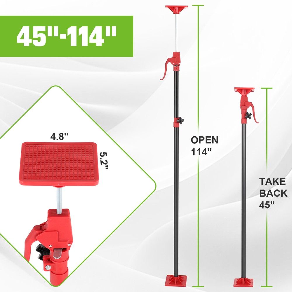 Cabinet Jack Support Pole, 45"-114" Third Hand Tool, Adjustable Support Pole 2PC