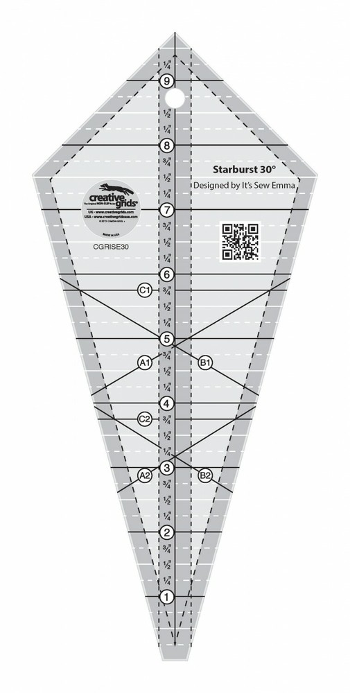 Creative Grids Starburst 30 Degree Triangle Quilt Ruler (CGRISE30)