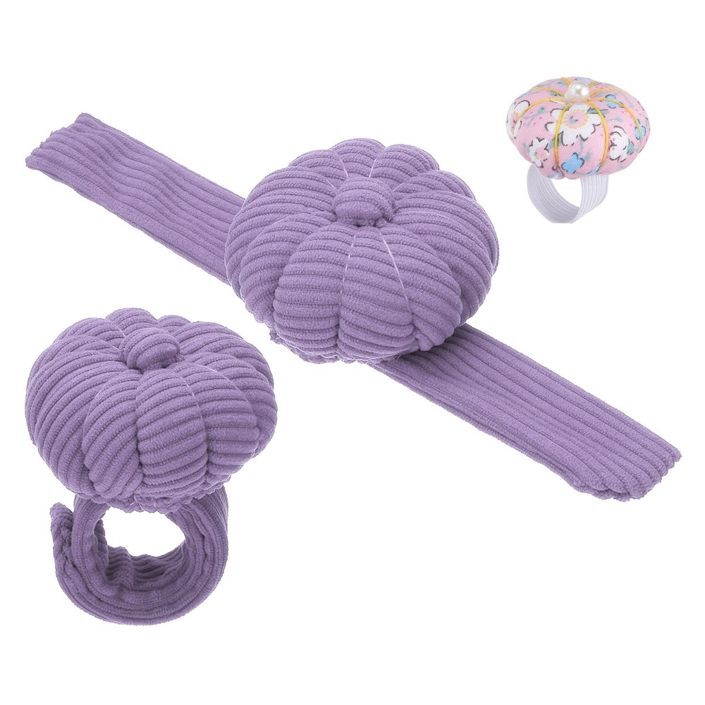 Wrist Pumpkin Pin Cushion with Elastic Strap, Lavender