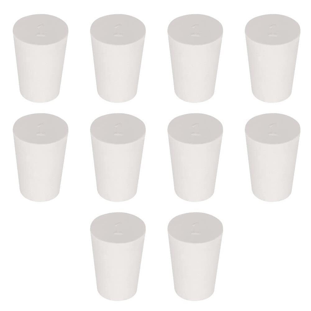 10 Pack 1# Solid White Rubber Stoppers 0.55" Dia 1.02" Length