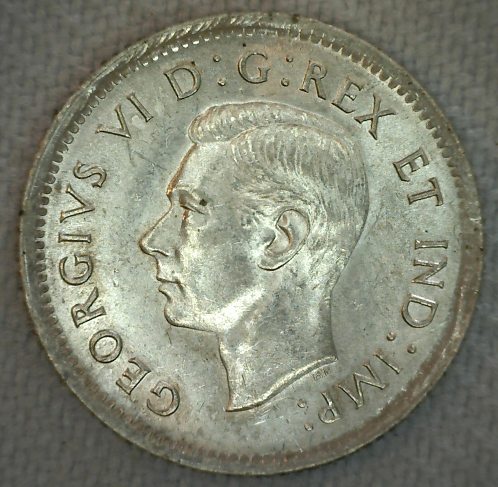 1942 Canada 10 Ten Cent Coin Silver Brilliant Uncirculated