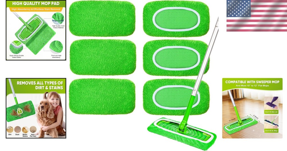 Eco-Friendly 6-Pack Microfiber Mop Pads – Deep Clean Any Floor Effortlessly