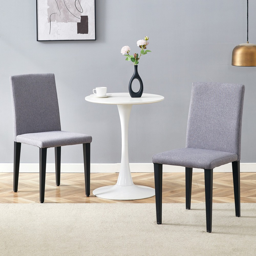 Two Light Gray Linen-Cotton dining chairs, simple and versatile, comfortable a