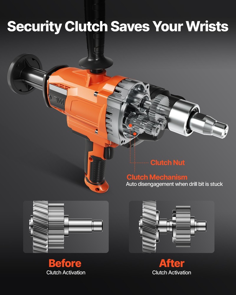 VEVOR Diamond Core Drill Machine Handheld Concrete Core Drill Rig 6.3 in 2000W