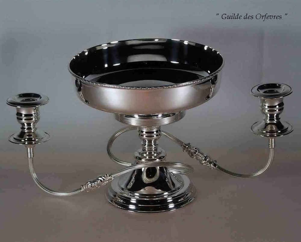 Silver Epergne/Candelabra, Plain 3 Light 8 in.