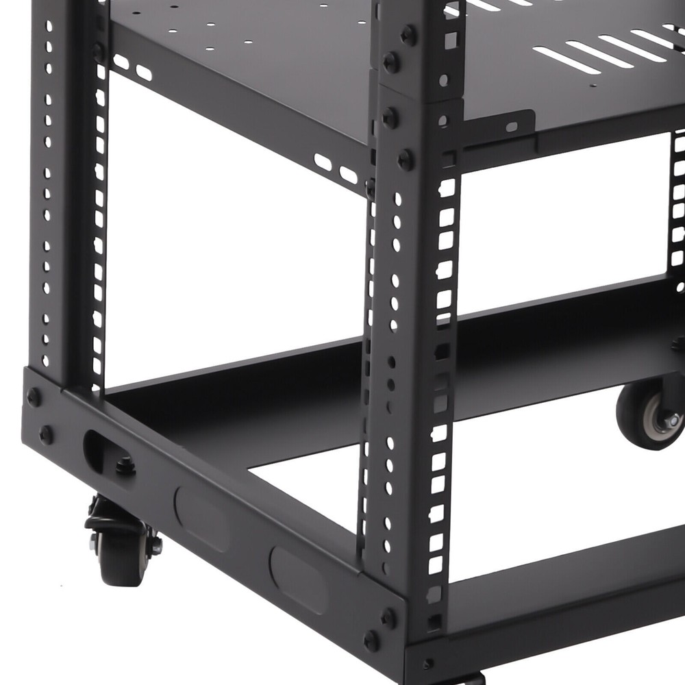 4 Post 0-31.5"Open Frame Network Server Rack Holder on Caters Adjustable 18U NEW