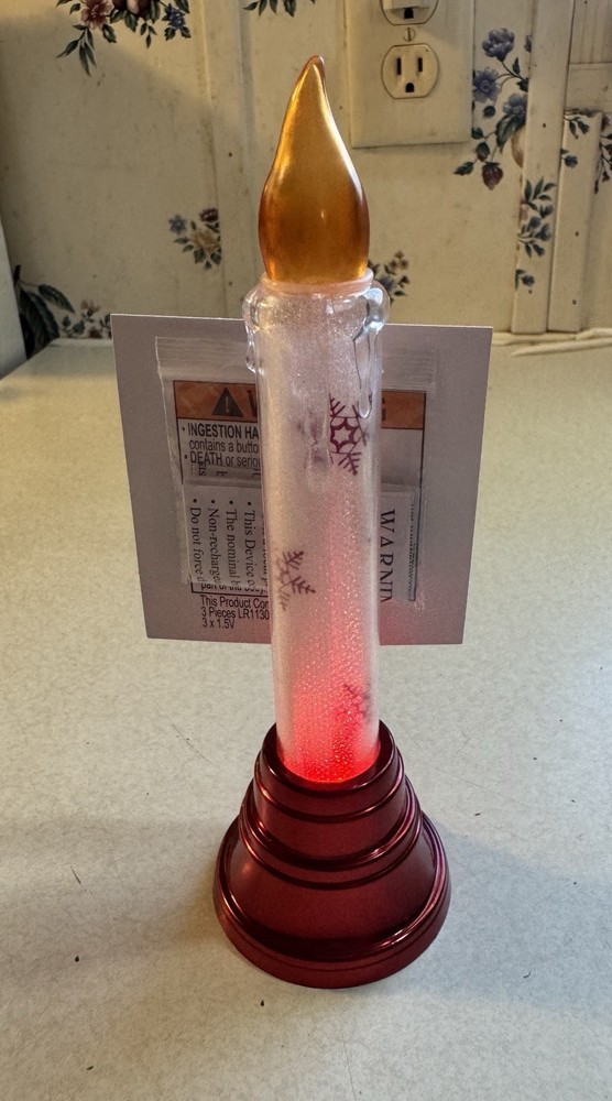 Plastic LED Lighted Blinking Candle Red Base NEW