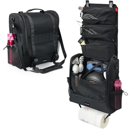 Camp Kitchen Organizer, Cooking Tools Storage Caddy Bag, Multi-Pockets, black