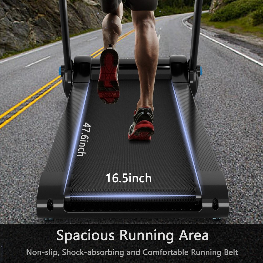 2.25HP Folding Treadmill Running Machine W/LED Touch Screen APP Control Speaker