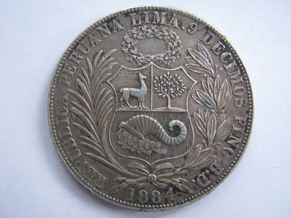 Peru 1884 FD silver Un Sol GVF