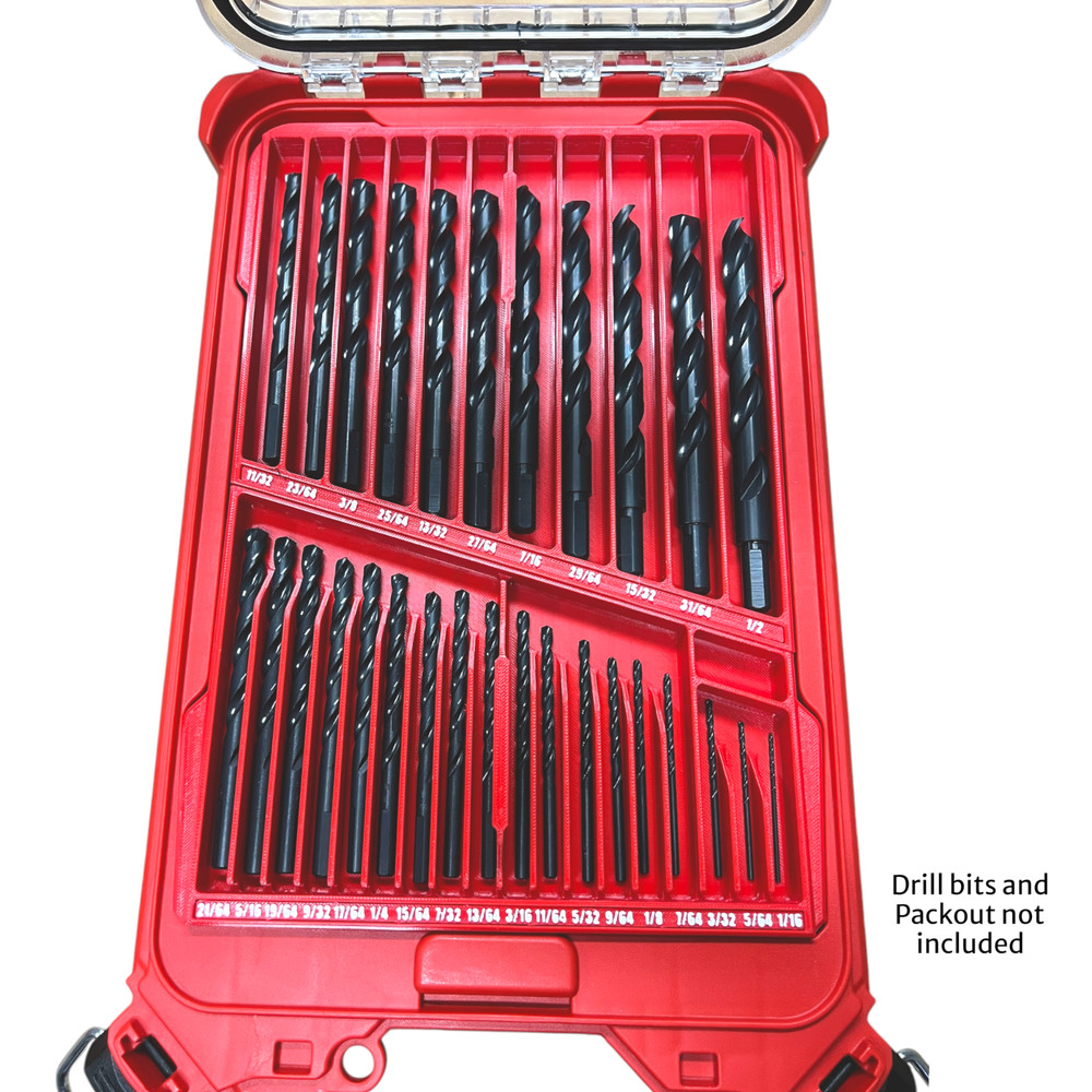 Drill Bit Organizer compatible with Milwaukee Packout