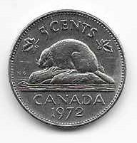 Canada 1972 5 cent  Nickel Circulated