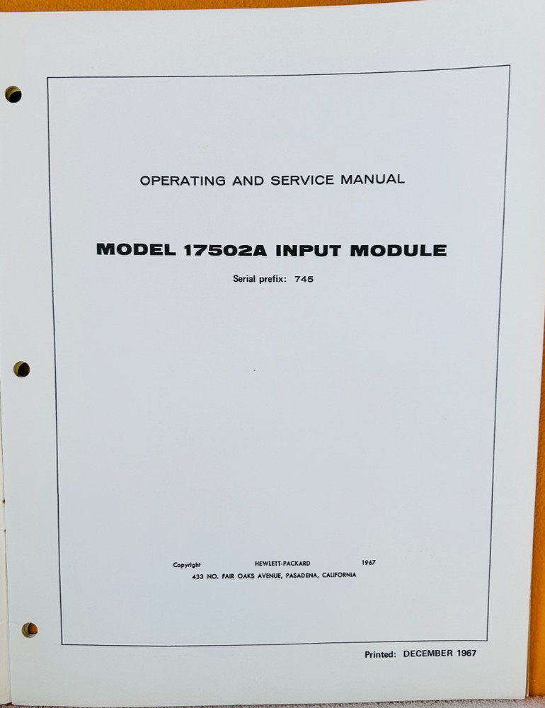 HP 1976 Model 17502A Temperature-Input Module Operating & Service Manual.