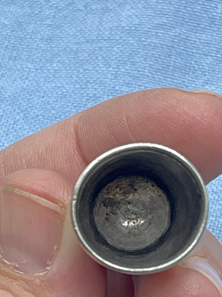 Antique Thimble Set Silver Engraved Initials # 1 S.A. & # 6 A.L.E