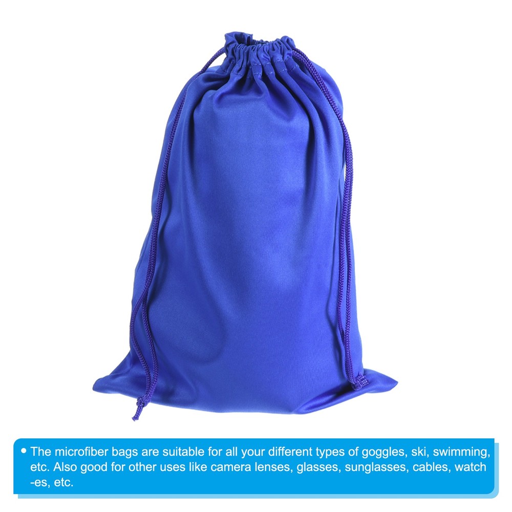 Ski Goggle Bag, 2 Pack Microfiber Snow Goggles Case Drawstring Pouch Blue