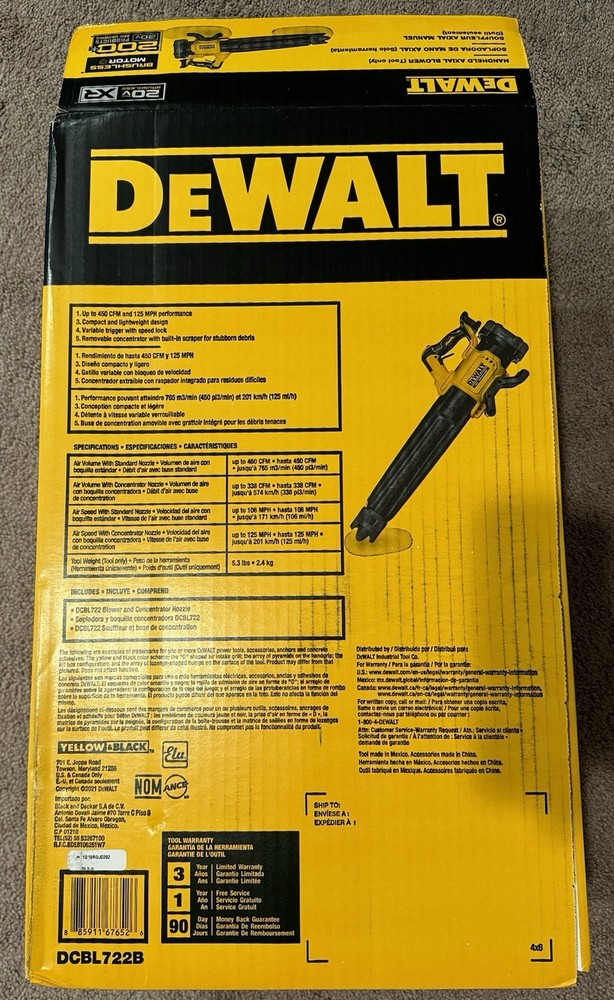 *EMPTY BOX ONLY + INSERTS* DEWALT 20V MAX XR Leaf Blower, Cordless, Handheld