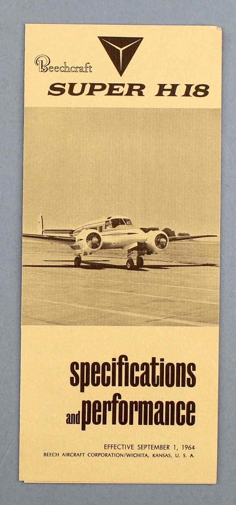 BEECHCRAFT SUPER H18 SPECIFICATIONS PERFORMANCE MANUFACTURERS SALES BROCHURE