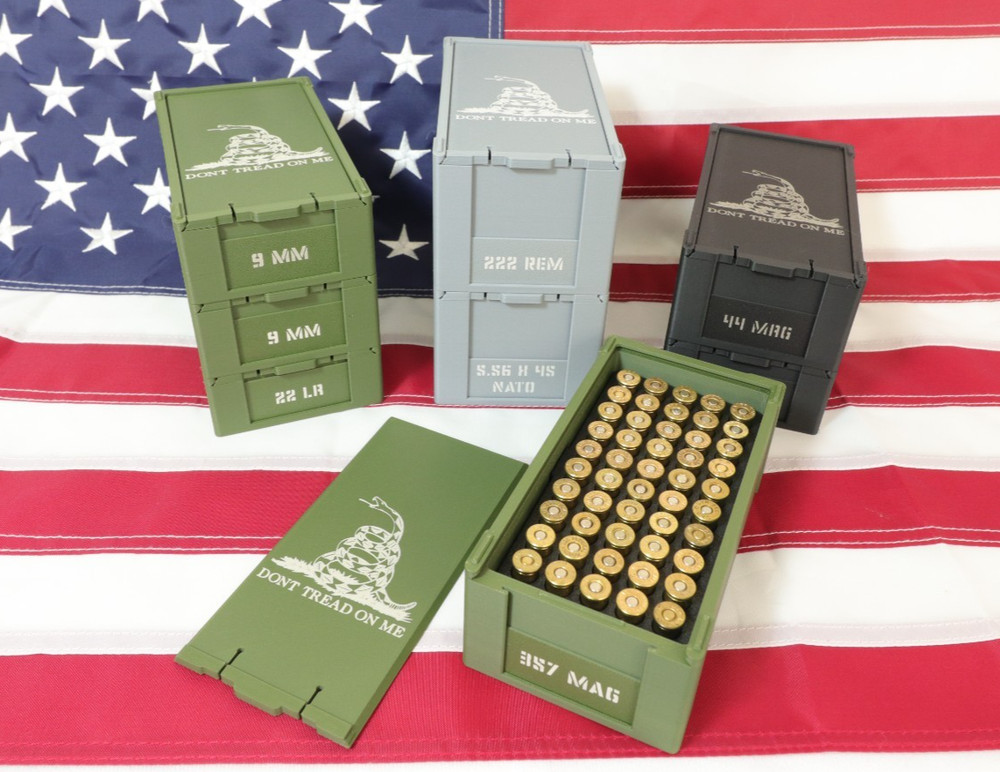 Stackable Ammo Boxes - Gadsden Flag - No Live Ammo!