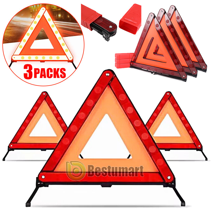 17-inch 3 Pack Warning Triangle DOT Approved Reflective Warning Road Safety