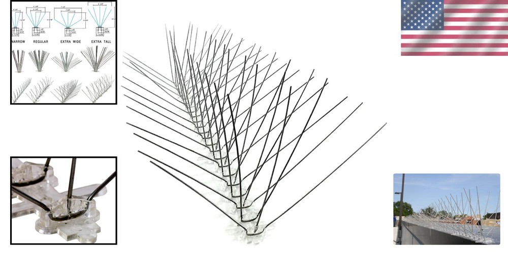 6-Inch Regular Width Stainless Steel Bird Spikes - Safe and Effective Solution