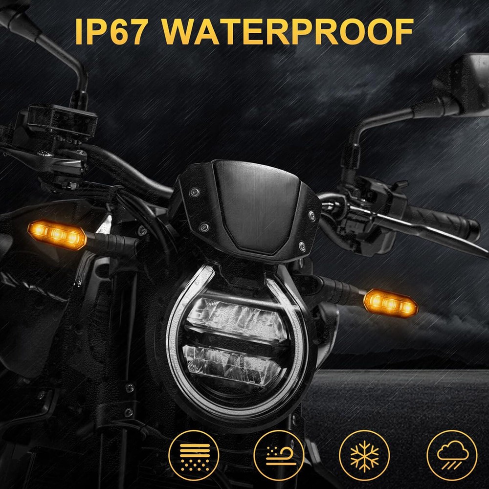 4PC Motorcycle Led Turn Signal Indicator Blinker Amber Light Universal Durable