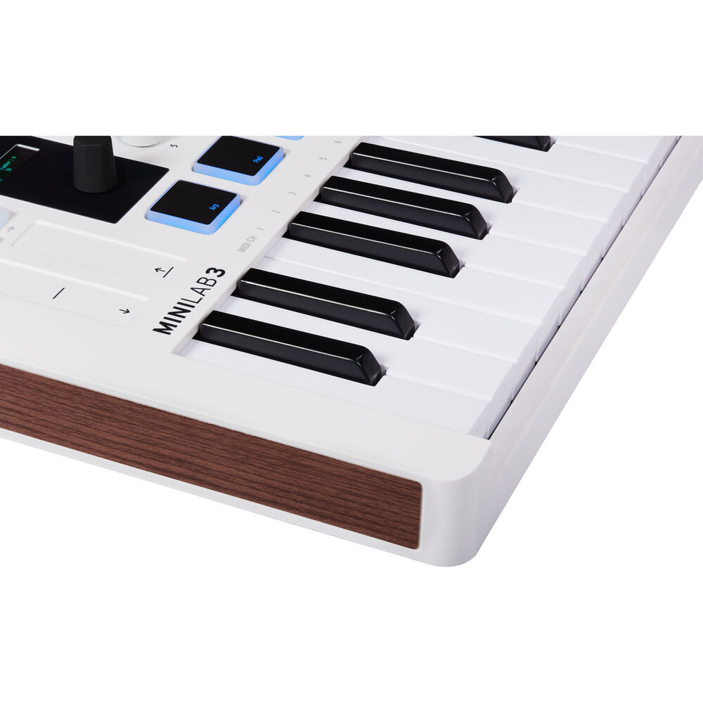 Arturia MiniLab 3 Compact MIDI Keyboard and Pad Controller (White) Bundle with 6