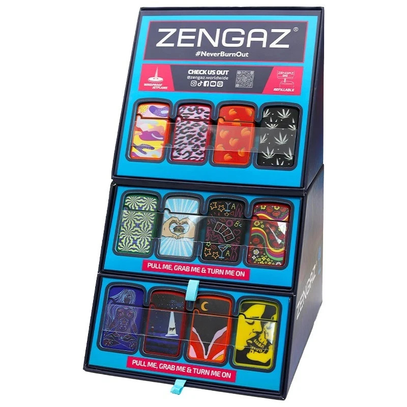 Zengaz Windproof Jetflame Torch Lighters 48 Count Display | Refillable