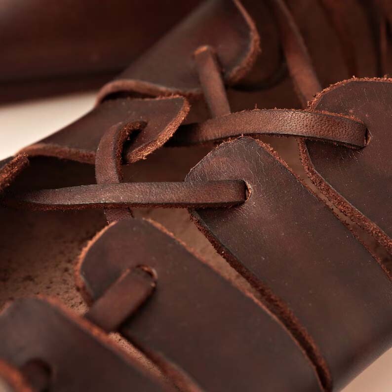 Typical Celtic Leather Shoes brown medieval shoes