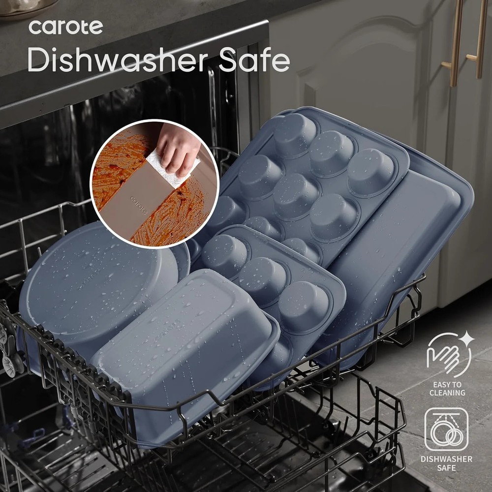 CAROTE 7-Piece Nonstick Stackable Baking Pans Set - Bakeware Sets Including Cook