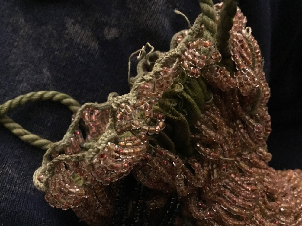 Antique Purse Flapper Style Beaded Fringe Drawstring