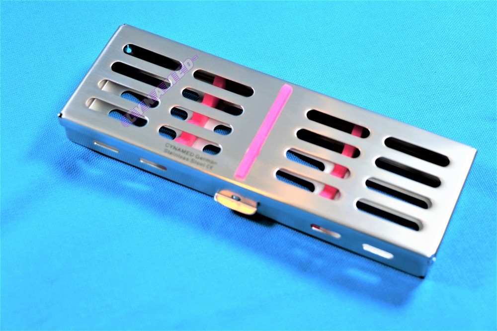 STERILIZATION CASSETTE WITH REMOVABLE SILICONE INSERTS 2PCS HOLDS 5 INSTRUMENTS
