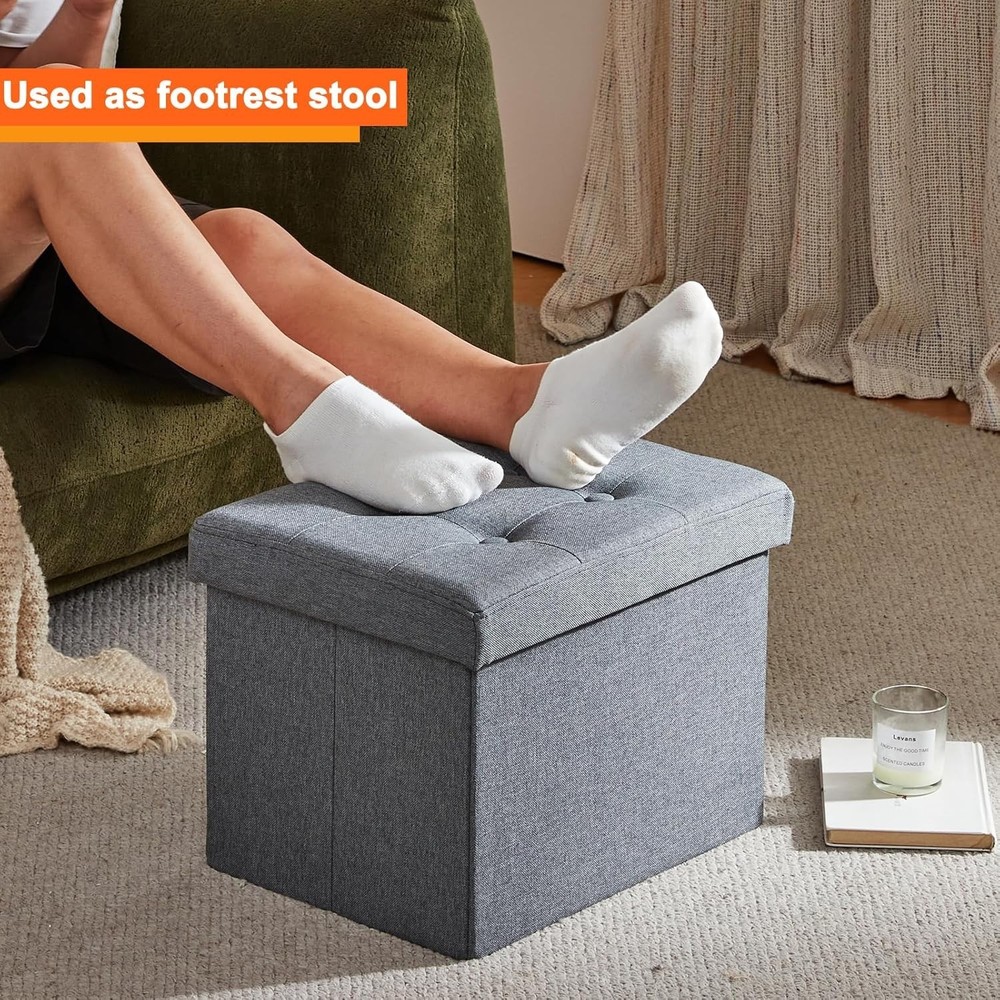 Compact Footstool Ottoman with 400 lbs Capacity - Stylish Storage Solution 17x13